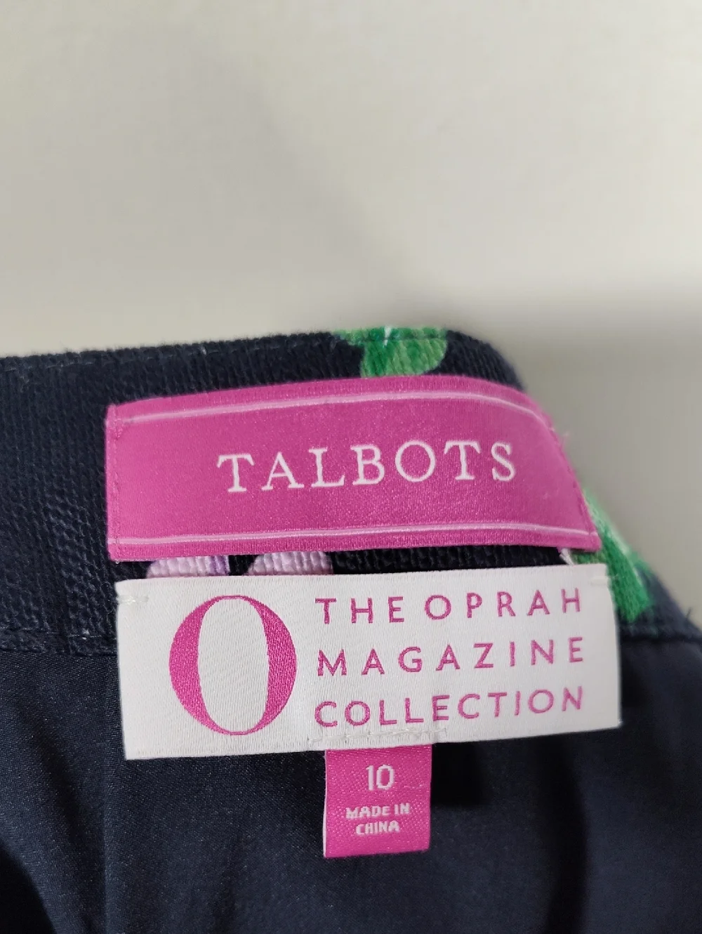 Talbots Oprah navy blue‎ purple floral pencil skirt 10